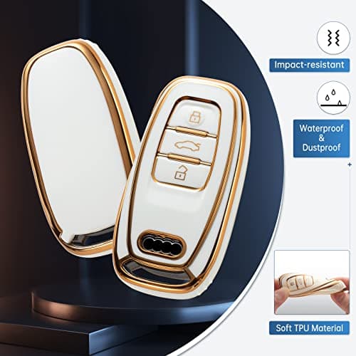 RUABIBAN for Audi Key Fob Cover, Key Case Protection Fit for A4 A5 A6 A7 A8 Q5 S5 S7 3-button Smart Remote - Thumbnail 3
