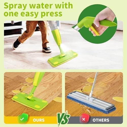 Lullulii Kids Spray Mop, Fun & Functional Toddler Mop Cleaning Set,Real Working Mini Mop, Pretend Play Toy –Includes Spray Bottle,Washable Microfiber Pads, Montessori Kids Cleaning Toy Set -Green - Thumbnail 3