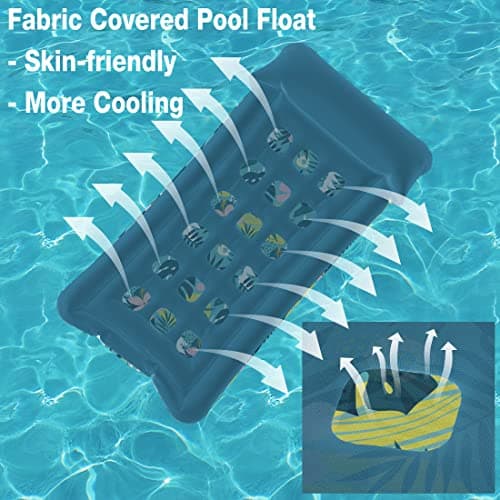 HomeKaren Oversized Pool Float Lounge Fabric-Covered 73" x 39", Inflatable Tanning Pool floaties for Adults, Pool Raft Lounger and Pool rafts & Inflatable Ride-ons for Pool Party, sea, Beach, Lake - Thumbnail 2