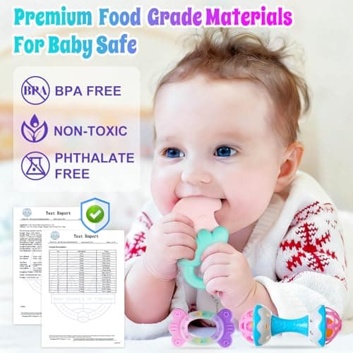 Baby Toys 0-6 Months - Baby Rattles Teething Toys 3-6 Month Infant Toys 6-12 Months Teether Toy 3 4 5 6 Month Old Newborn Essentials Must Haves Wrist Socks Christmas Gifts Valentines Gifts for Kids - Thumbnail 4