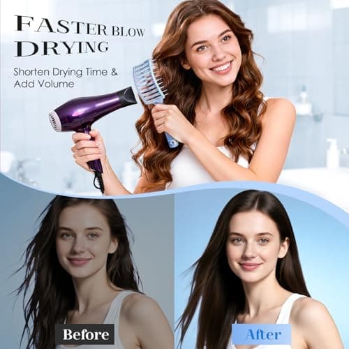 Hair Brush with Scrunchies & Claw Clips, Professional Curved Vented Detangling & Fast Blow Drying Brush for Styling, Hair Care Gift for Women Girls - Thumbnail 4