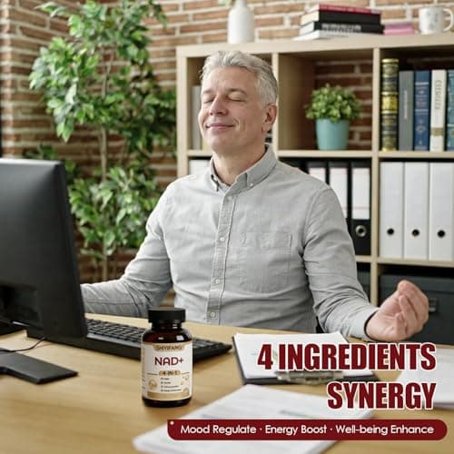 SHIYIFANG LipoNAD+ 600mg Complex with CoQ10 250mg, Trans Resveratrol 200mg, Ashwagandha 100mg | 4-in-1 Cellular Energy Antioxidant Support | High Absorption | Vegan Non-GMO Gluten Free | 120 Capsules - Thumbnail 4