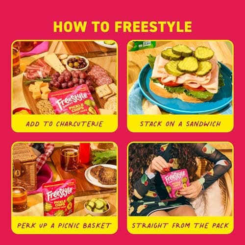 Freestyle Snacks Pickle Chip Snack Packs - Spicy Dill - All Natural, Fresh-Packed Deli-Style Pickles - Non-GMO, Kosher, Gluten-Free, Low Calorie Snacks - 3.5 Ounce (6 Pack) - Thumbnail 4