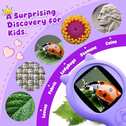 Microscope for Kids - Electronic Handheld Magnifying Glass for Children-STEM Outdoor Science Kit for Summer Travel & Camping Toy,Birthday Gifts Toys for 5-8 9-12 Year Old Girls（Purple） - Thumbnail 5