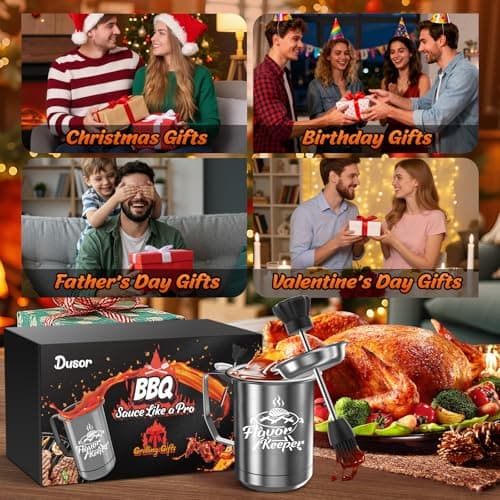 Dusor Gifts for Him Men Women BBQ Sauce Pot and Basting Brush Set, Father' s Day Gifts from Daughter Son Kitchen Gadgets, Grilling Gift for Men, Cooking Grilling Accessories Gift for Dad Husband - Thumbnail 2