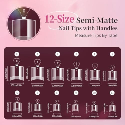 Buqikma Short Square Pre-Etched Soft Gel Nail Tips with Handle Half Cover False Nails, 600PCS 12 Sizes French Tip Clear Acrylic Nail Tips for DIY Manicure Salon - Thumbnail 3