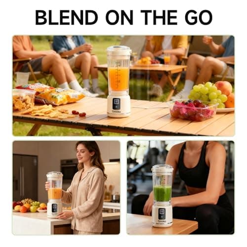 Portable Blender for Smoothies and Shakes, 18oz Rechargeable Electric Personal Juicer Cup with Dual Mode, 6 Sharp Blade Drink Mixer Bottle with Leakproof-Lid & Sip Spout for Kitchen/Travel/Gym (White) - Thumbnail 6