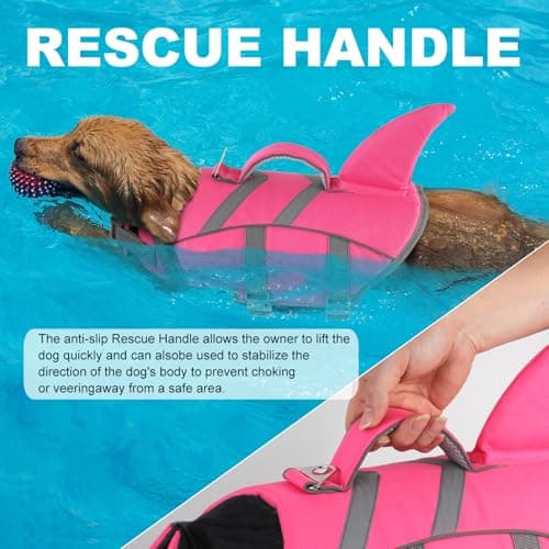 Doglay Dog Life Jacket Shark, Dog Life Vest for Swimming and Boating, High Visibility & High Flotation Swimming Vest with Rescue Handle, Adjustable Puppy Lifesaver for Small Medium Large Dogs - Thumbnail 6