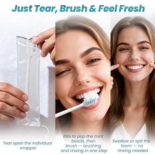 Pinkart Mini Disposable Toothbrushes with Toothpaste, Pre-Pasted Travel Toothbrush with 2 Mint Beads, Individually Wrapped Single-Use Toothbrush for On-the-Go & Travel (48 Count) - Thumbnail 5