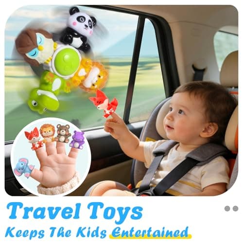 3PCS Cute Safari Animals Suction Spinner Toys for Babies, Detachable Soft Animal Figurines Finger Puppet, Bath Toy for Toddler Ages 1-3, Montessori Toys Birthday Gifts for Boys and Girls 12 Months+ - Thumbnail 3