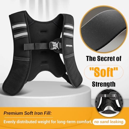 Weighted Vest for Women & Men, 10lb Ultra Thin Soft Iron Weighted Vest with Reflective Strips & Adjustable Buckle Straps, Slim Weight Vest for Walking, Running, Strength Training & Weight Loss Workout - Thumbnail 3