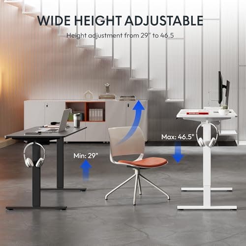 FLEXISPOT Standing Desk Electric Height Adjustable Desk with 40 x 24 Inch Splice Board, Home Office Computer Workstation, Black Top + Black Frame - Thumbnail 4