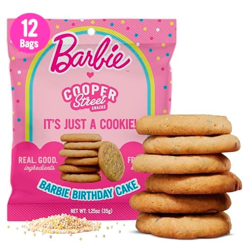 Cooper Street Snacks It's Just a Cookie - Thin & Crispy Butter Cookies, Nut, Soy & Seed Oil Free, School Safe For Kids Or Lunchbox For Adults - Barbie Birthday Cake - 12 Pack (1.25oz) - Image 1
