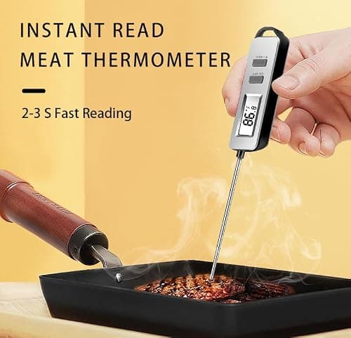 Digital Meat Thermometer, Paysean Instant Read Food Thermometer with 5.2" Probe, ±1°C High Accuracy Cooking Thermometer Auto-Off, LCD Display, for Kitchen, BBQ, Baking, Sourdough, Candy Making - Thumbnail 3