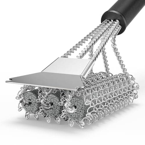 HOUSE AGAIN Grill Brush and Scraper Bristle Free, 304 Stainless Steel Brush Head Non Metal Bristles, Safe Steam Outdoor Grill Cleaning BBQ Grill Accessories for Smoker/Porcelain/Weber Gas/Charcoal - Image 1