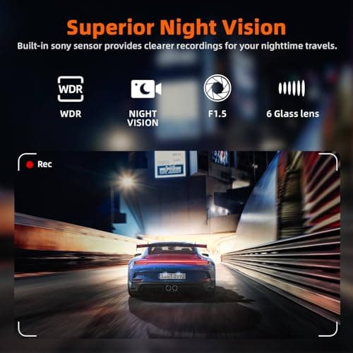 4K+1080P Dash Cam Front and Rear,FHD Wireless Dual Dashcam for Cars,Hardwire,HDR Night Vision,24H Parking Mode,5G WiFi & GPS,Car Battery Protection,Hardwire Kit,128GB Card - Thumbnail 5
