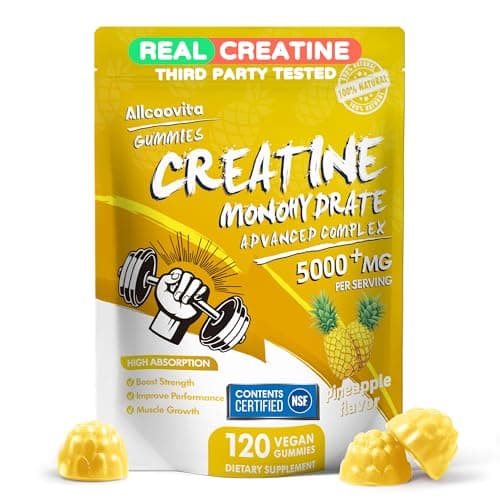 NSF Certified Creatine Gummy - Creatine Monohydrate Gummies 5000mg for Men & Women -120 Gummies Advanced Formula, Muscle Strength, Muscle Builder, Energy Boost, Pre-Workout Supplement-Pineapple - Image 1