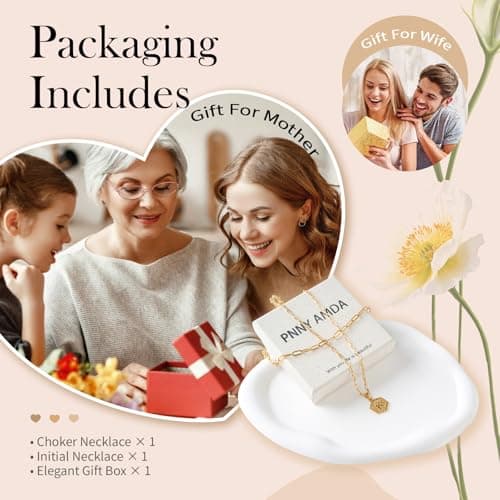 PNNY AMDA Initial Necklace for Women: 18K Gold Plated Paperclip Chain Layering Letter Name Pendant – Layered Necklace Trendy Jewelry Gifts (K) XL-SLTZM-K - Thumbnail 6