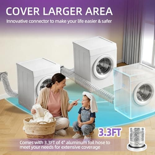 Magnetic Dryer Vent Hose Connector Kit Quick Coupling for Tight Space Including Flexible 3.3ft 4" Duct & two Clamps Easy to Clean for Laundry Room,Apartment Secadora Pipe Connection Exhaust Coupler - Thumbnail 4