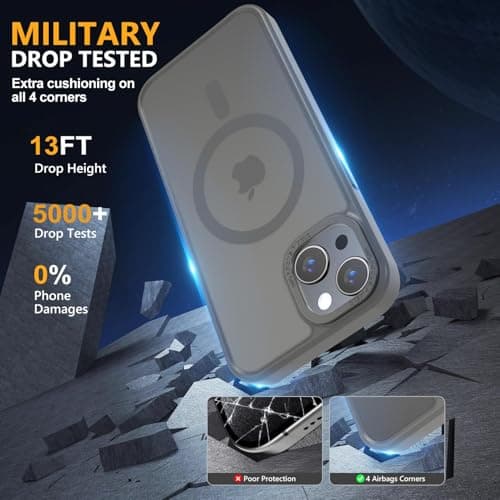 Thomo Upgraded Magnetic for iPhone 15 Plus Case [Compatible with Magsafe] [Mil-Grade Protection], Pocket-Friendly, Slim Translucent Phone Case Cover for iPhone 15 Plus 6.7", Titanium Gray - Thumbnail 5