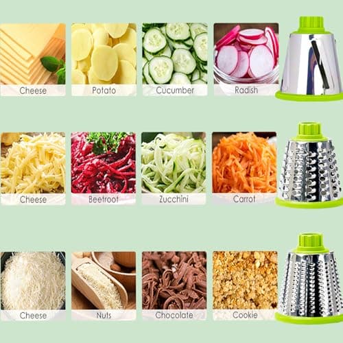 Eleko Meyar Cheese Grater with Handle, Multifunctional Manual Rotary Cheese Grater - Cheese Shredder Easily Chop Carrots, Potatoes, Vegetables and Fruits and Easy to Clean (Turquoise) - Thumbnail 4