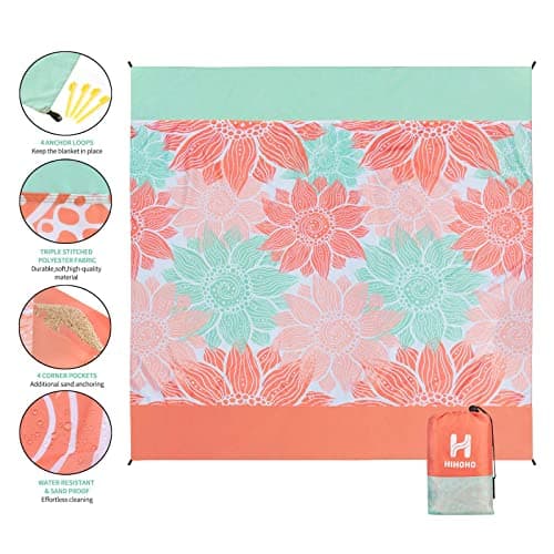 HIHOHO Beach Blanket Waterproof Sandproof Extra Large Beach Mat 79" X 83"/120"x108"for 1-8 Adults Quick Drying Durable Outdoor Picnic Mat for Beach Travel Camping Hiking - Thumbnail 3