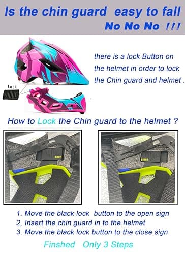 Natuway Toddler and Kids Full Face Helmet, Girl and Boy BMX Multi-Sport Detachable Mountain Dirty Bike Helmet Around 3-12 Years Head Circumference. - Thumbnail 3