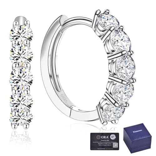 Small Moissanite Hoop Earrings for Women D Color VVS1,18K White Gold Plated Sterling Silver Huggie Earrings,Hypoallergenic Wedding Earrings Jewelry for Gifts - Image 1