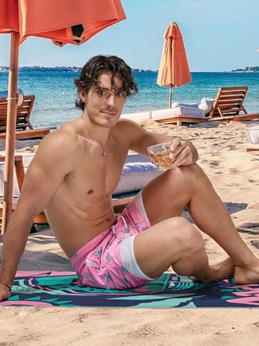 Arcweg Mens Swimming Trunks 2 in 1 with Boxer Liner 5.5" Quick Dry Swimwear Bathing Suit Swim Shorts with Zipper Pockets - Thumbnail 2