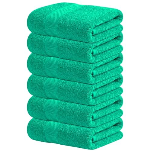Infinitee Xclusives Green Hand Towels for Bathroom - Set of 6 (16x28 inches) 600 GSM, 100% Cotton Ultra Soft, Quick Drying, Hotel Quality Hand Towel Set (Vivid Green) - Image 1