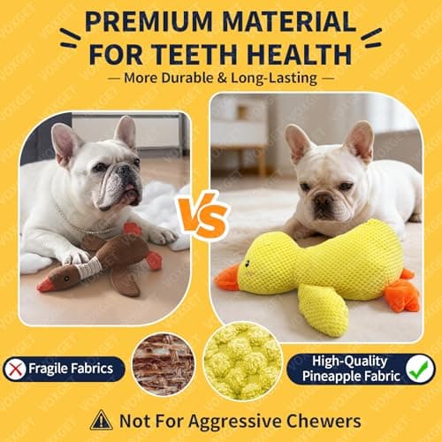 VOXGET Dog Calming Duck Toy, 2026 New Interactive Plush Duck Toy with Quack Sound and Crazy Crinkle for Dogs Keep Busy, Soft Stuffed Calming Pillow for Puppy Reduce Boredom -Yellow, 17"x10"(L) - Thumbnail 4