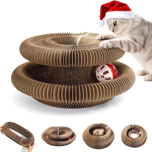 COSOWO Kitty Kurlz Magic Organ Cat Toy, Foldable & Reversible Infinity Style Cat Scratching Board Toy by Recycled Cardboard, Durable Interactive Cat Toys for Indoor Cats, 1 Pack