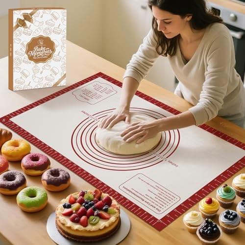 Silicone Baking Mat, Non Stick Pastry Mat Sheet for Dough Rolling, Nonslip Fondant/Pie Crust Mat, Counter Mat Oven Liner Mat for Making Cookies Macarons Bread Baking Supplies Extra Large 26 x 16 Inch - Image 1