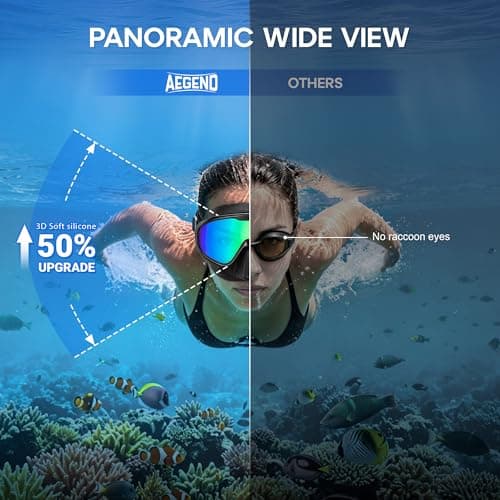 Aegend 2PCS Swim Goggles with Nose Cover,Adult Swimming Goggles with Fabric Strap,Wide View No Leaking Pool Goggles for Youth Adults - Thumbnail 4