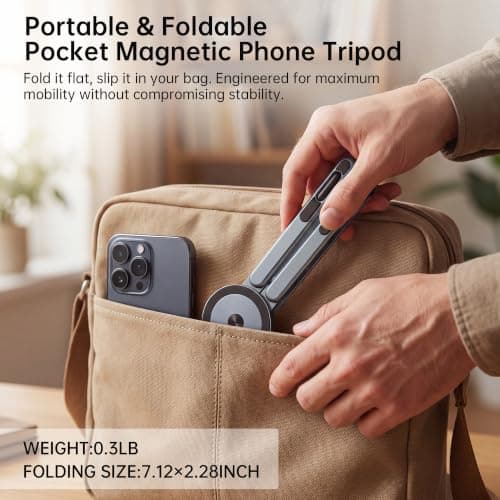 Laptop Stand for Desk, Foldable Aluminum Alloy Magnetic Computer Riser, Ergonomic 8-Level Adjustable Height Travel Laptop Holder,Multi-Functional Stand for 10–16"Laptop,4–13" Tablet and Phone - Thumbnail 6