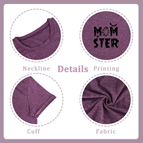 HDLTE Plus Size Hocus Pocus Halloween Shirts for Women Short Sleeve Plus Size Sanderson Sister Shirts Tops Violet - Thumbnail 5