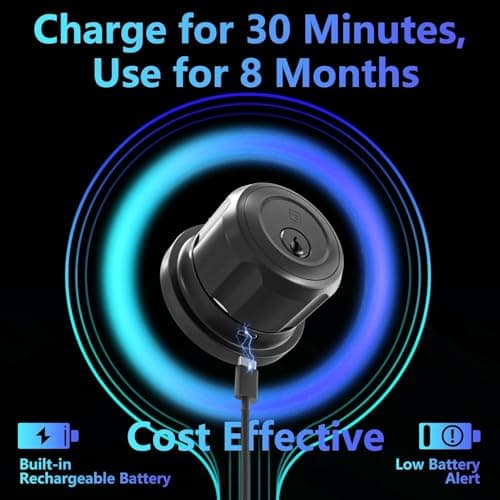 GeekTale Fingerprint Deadbolt, Fingerprint Door Knob, Smart Deadbolt Lock, Smart Door Lock, Twist to Lock&Unlock, Keyless Entry Door Lock with App, for Front Door, Garage, Easy Installation - Thumbnail 6