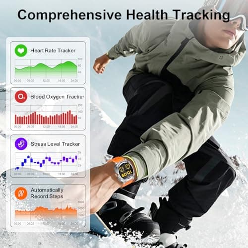 FANCHENGZI Smartwatch with Earbuds(Answer&Make Calls) IP67 Water Resistant Watch(2 Straps), Sports Watches 100+ Sports Modes (Cycling/Fitness/Hiking), DIY Watch Faces for Men Dad Husband (Silver) - Thumbnail 4