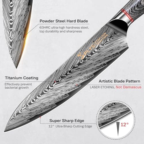 8-Inch Chef Knife Japanese for Kitchen: High Carbon Stainless Steel Sharp Cooking Knives Cutting Vegetable Ergonomic Handle - Thumbnail 2