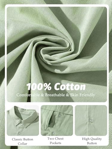 Funnycokid Boys Dress Shirts Button Down Short Sleeve Size 14 13 Teen Beige Casual Cotton Woven with 3 Pockets - Thumbnail 4