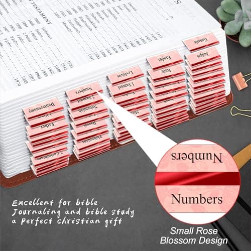 80pcs Bible Tabs,Rose Theme, Laminated Bible Tabs for Women and Men,Bible Tabs,Bible Book Tabs, Bible Labels Tabs,Large Print Neutral Bible Tabs for Easy Navigation Old and New Testament - Thumbnail 4