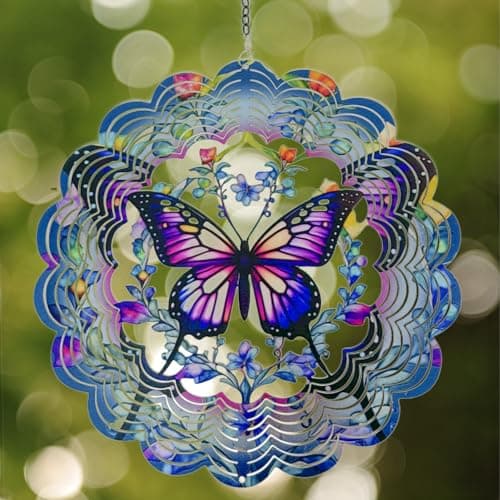 Eandisom Wind Spinners Outdoor Butterfly - Birthday Gifts for Women, for Mom, Butterflies Hanging 12 inch 3D Wind Sculptures for Garden Decor for Outside, Patio, Yard, Outdoor - Image 1