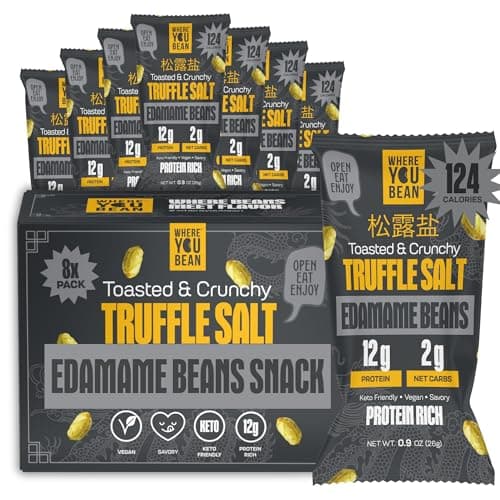 Where You Bean Edamame Beans Snack (Truffle Salt) - Crunchy and Dry Roasted Edamame Beans - High Protein Snacks, Keto and Vegan Healthy Snacks for Adults & Low Carb Asian Snack 0.9 oz (Pack of 8) - Image 1