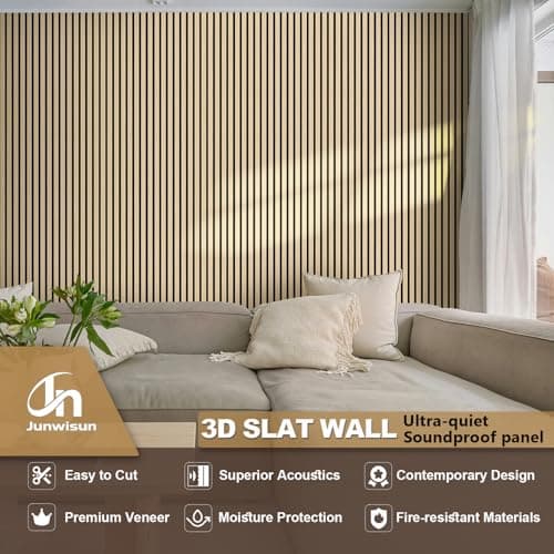 Acoustic Wall Panels, 2 Pack Wood Slat Wall Panel, Soundproof Wall Panels, 3D Textured Wall Decor for Ceiling and Wall, 47.2" x 23.6", in Oak Finish - Thumbnail 5