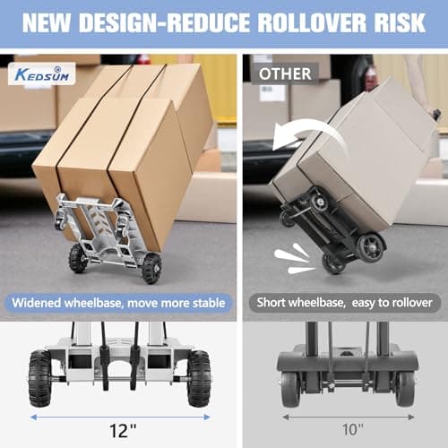 KEDSUM 270LBS Utility Luggage Cart with 4 Wheels, 100% Aluminum Hand Truck Dolly, Folding Hand Truck with Advanced Tank Wheels, Portable Dolly Cart for Luggage, Travel, Shopping, Office Use - Thumbnail 2