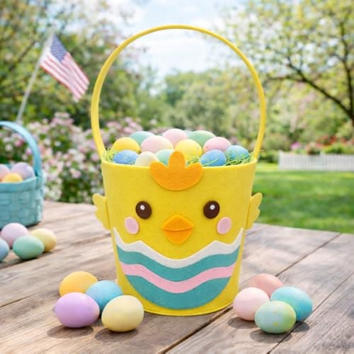 Easter Basket for Kids, Large Cute Animal Gift Basket with Premium Packaging for Egg Hunt, Candy & Toy Gifts, Nursery Toy Storage, Photo Prop & Spring Decorations(Yellow Chick) - Thumbnail 5