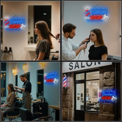 Looklight Barber Shop Neon Sign Barber Pole Led Signs for Wall Decor Salon Station Neon Light Sign for Pole Hair Salon Accessories Business Store Supplies - Thumbnail 4