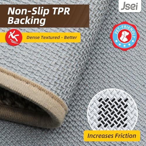 JSEI Kitchen Rugs and Mats, 2PCS Non-Slip Kitchen Mats for Floor, Machine Washable Absorbent and Stain Resistant Kitchen Runner, Carpet Mats with TPR Backing, 17''x30''+17''x48'', Beige - Thumbnail 6