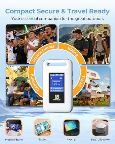FIRSTNUM M4 4G LTE Mobile Hotspot, Portable WiFi Hotspot for Travel, No SIM Card or Contract Required, Pocket WiFi Device for RV & Outdoor Use, Connect Up to 10 Devices, 10GB Free US Data - Thumbnail 4