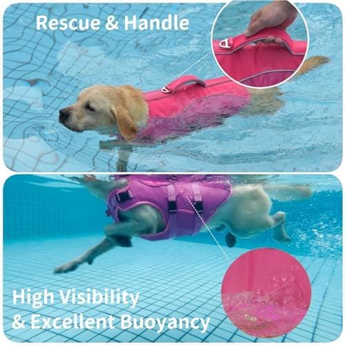 PETDSH Dog Life Jacket Small, High Flotation Dog Life Vest for Swimming Boating, Reflective Puppy Lifejacket with Superior Buoyancy and Rescue Handle, Adjustable Safety Dogs Floating Vests - Thumbnail 2